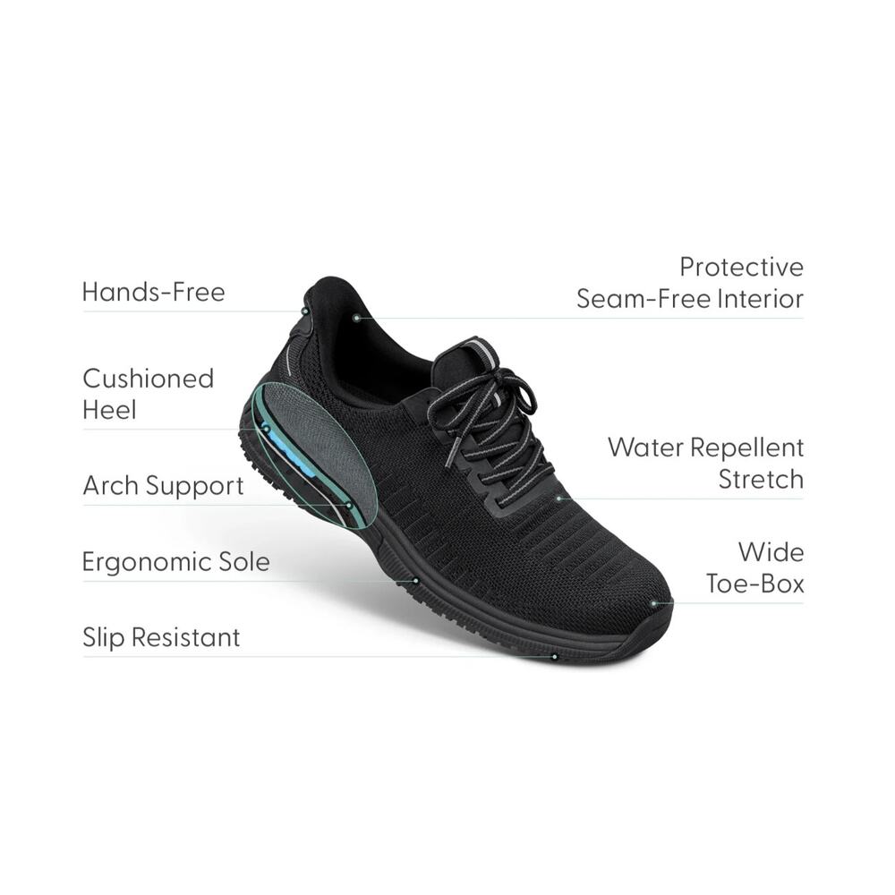 Orthofeet Shoes WMNS Black 10B Lace Up Walking Comfort Cushioned Sneaker Support - Picture 5 of 10